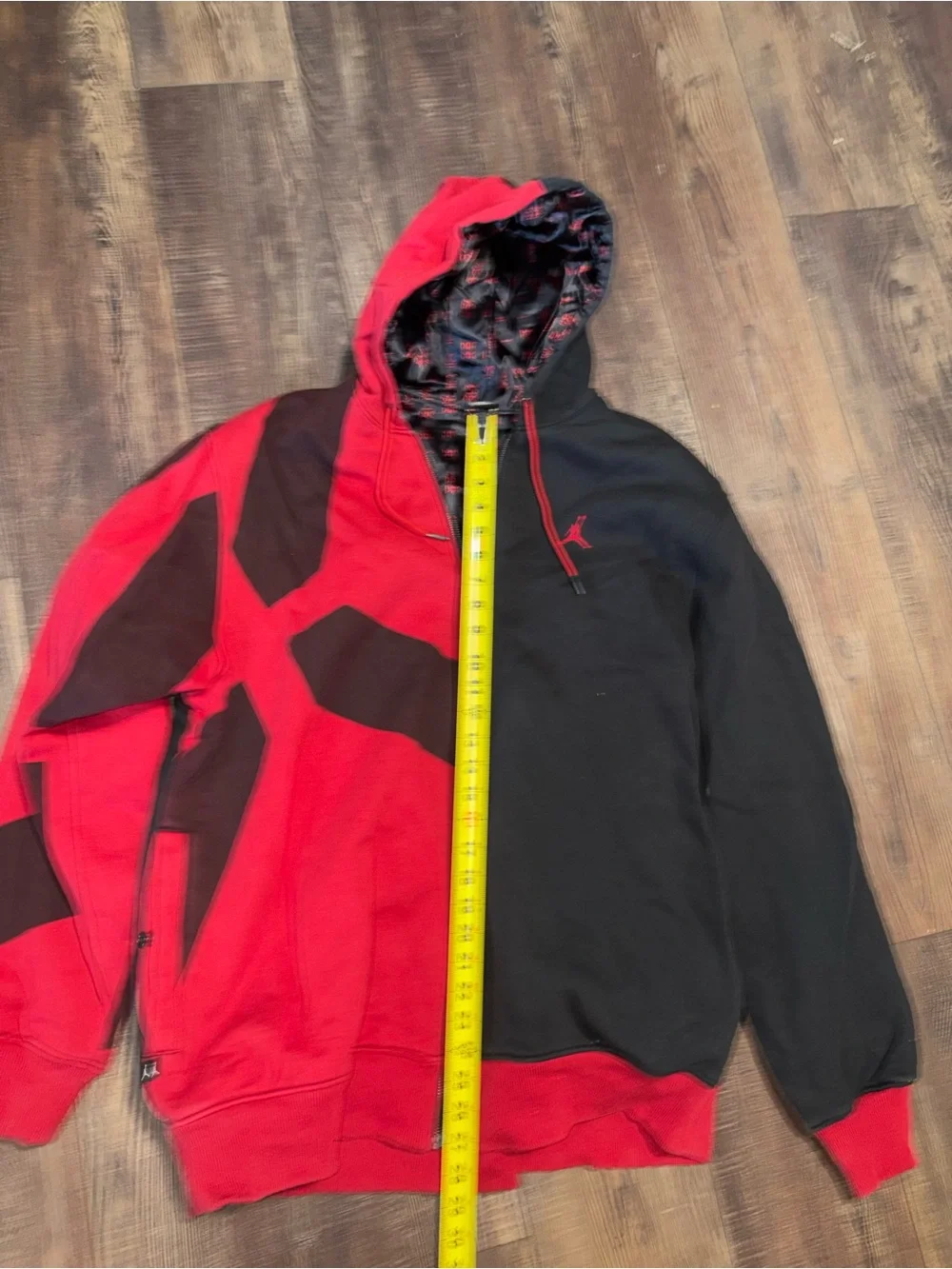 Nike Air Jordan Hoodie Pants Set Red Black Jumpman Full Zip Tracksuit